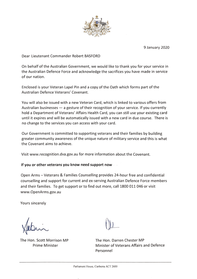 Australian Government Letter